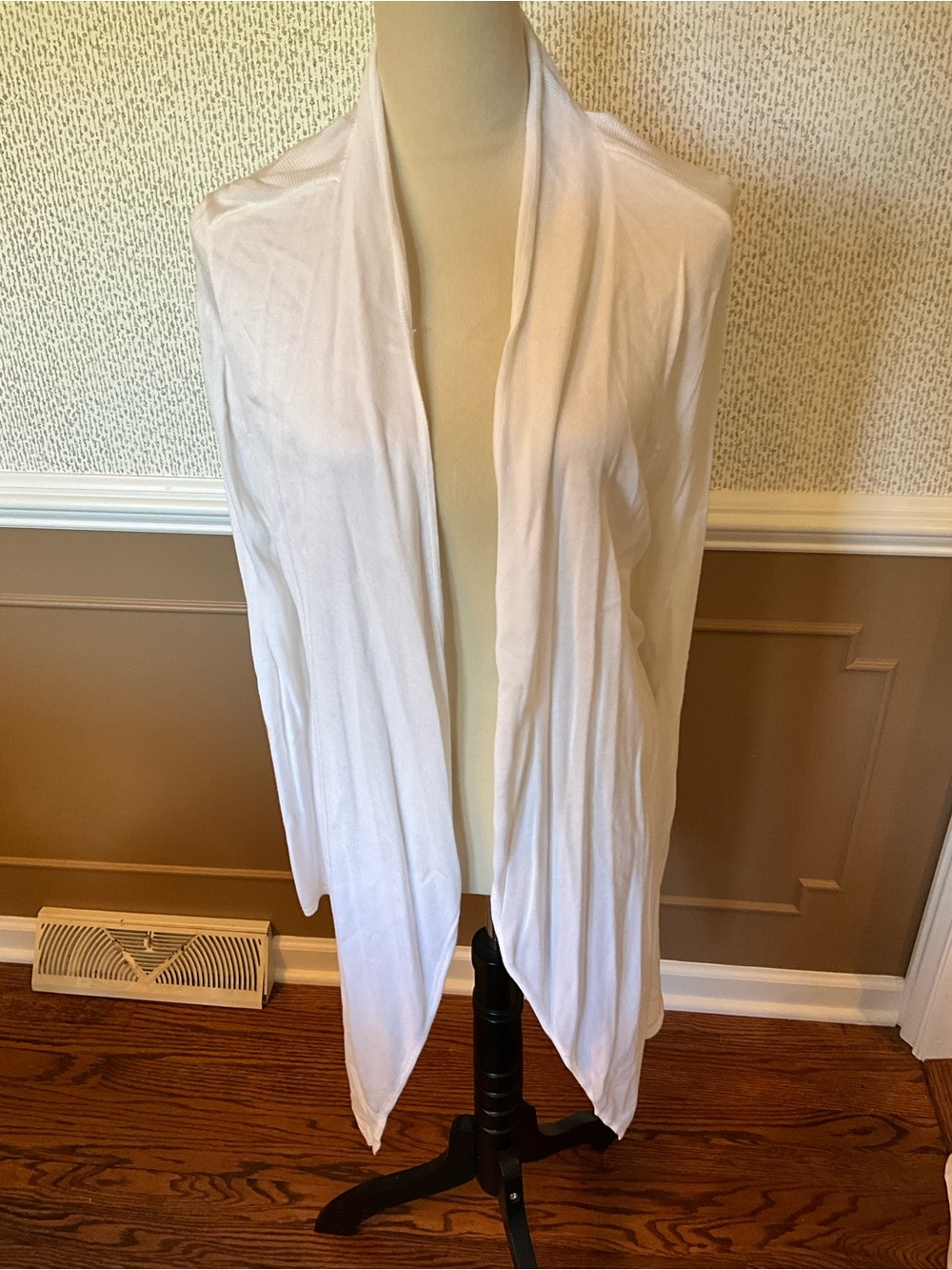 White House Black Market Cream Open-Front Drape Cardigan